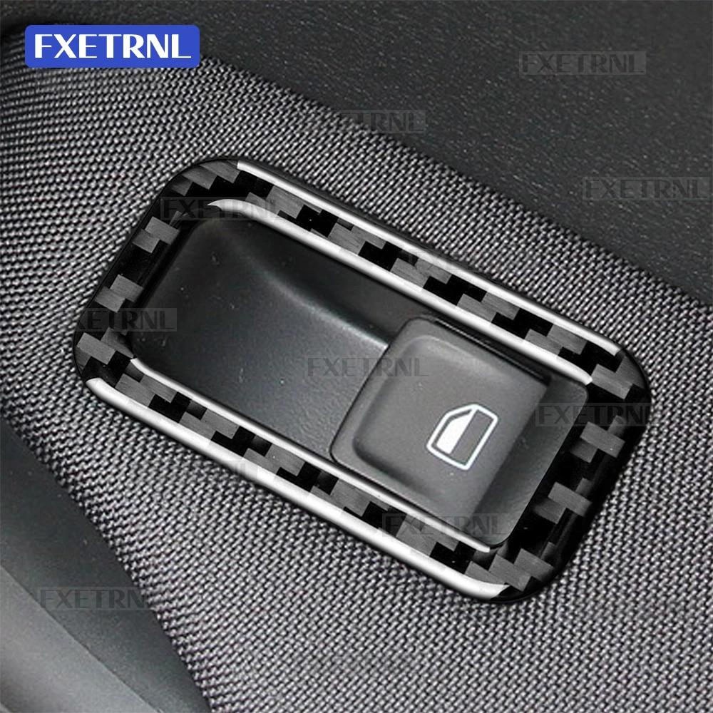 Window Lift Button Panel Real Soft Carbon Fiber Sticker For Volkswagen VW Polo MK5 6C 2015 2016 2017 LHD RHD Car Decor Trim