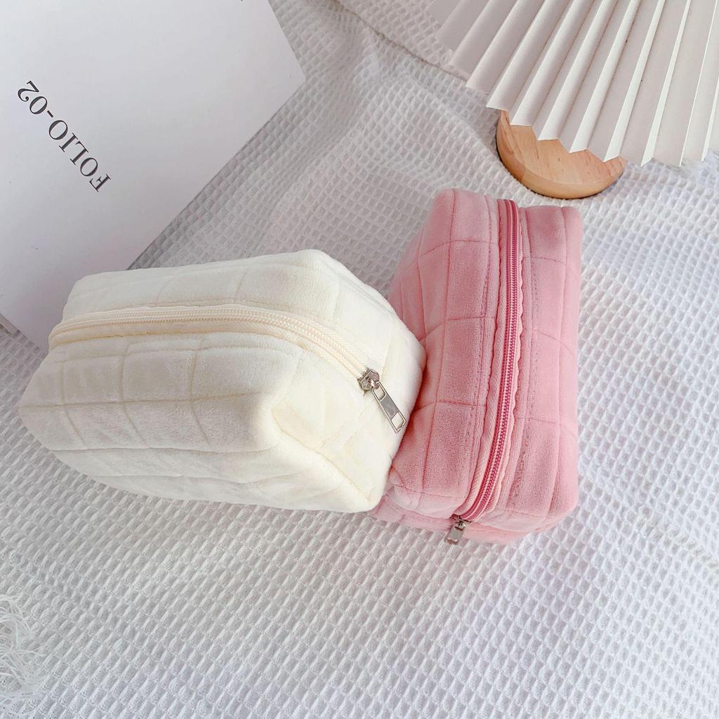 Bolsa de Cosméticos de Terciopelo Organizador de Almacenamiento de Gran Capacidad Bolsa de Maquillaje Portátil para Pinceles de Maquillaje Labiales Productos de Cuidado de la Piel