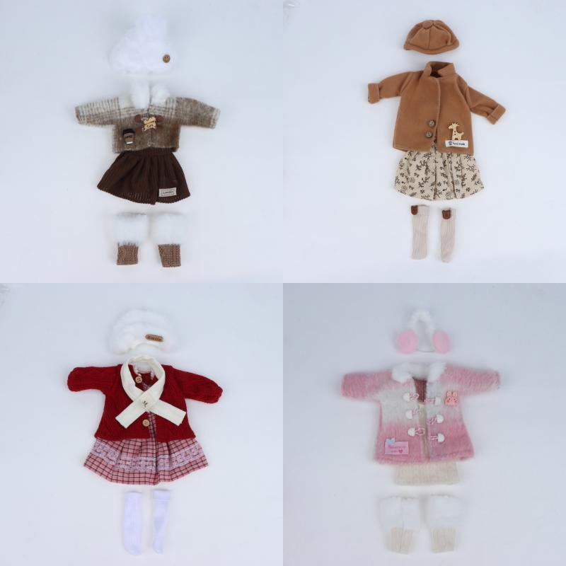 1 Set 1/6 Doll Outfit Kit 30Cm Doll Clothes Pretty Dress Hat Winter Coat Girl Toy Gift Doll Accessory No Shoes And Doll