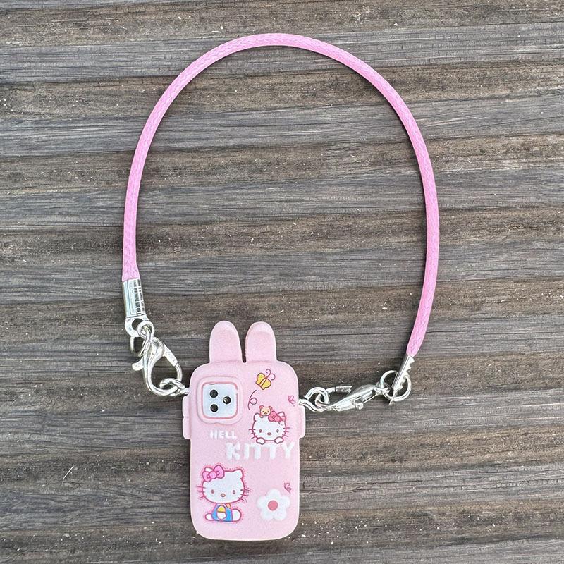 Sanrio Mini Diy Mobile Phone Dollhouse Pendant Dress Up Plush Toy For Labubu Doll Accessories Dollhouse Hanging Neck Accessories