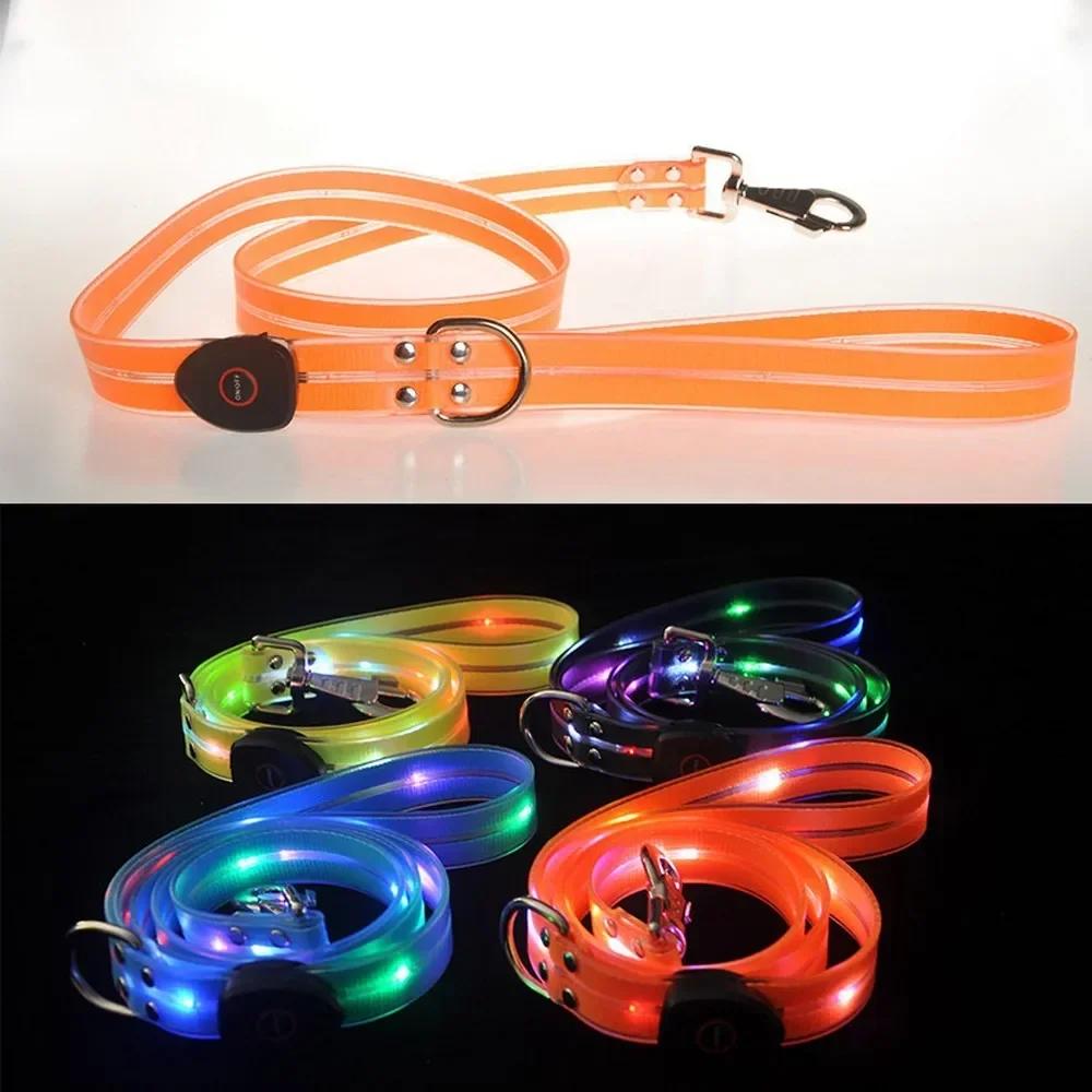 PVC Leuchtendes LED Hunde Halsband & Leine - USB Wiederaufladbares Webband Design Verstellbar Blinkende Haustierausrüstung Um Hunde In Der Dunkelheit Sicher Zu Halten