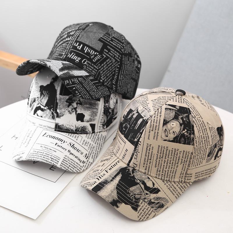 Gorra con diseño de periódico Unisex, gorra de béisbol informal con estampado de grafiti, sombreros ajustables para mujeres y hombres, gorro de Hip Hop callejero