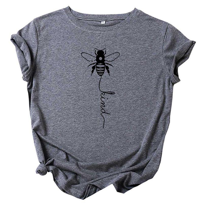 Women's Bee Printed Crew Neck T-shirts Featuring Soft Cotton Fabric For Comfort