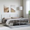 Vidaxl Metal Bed Frame with Headboard and Footboard, White, 193X203 Cm