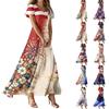 Women's Summer Casual Fashion Print Color Dresses V-Neck Short Sleeve Dresses