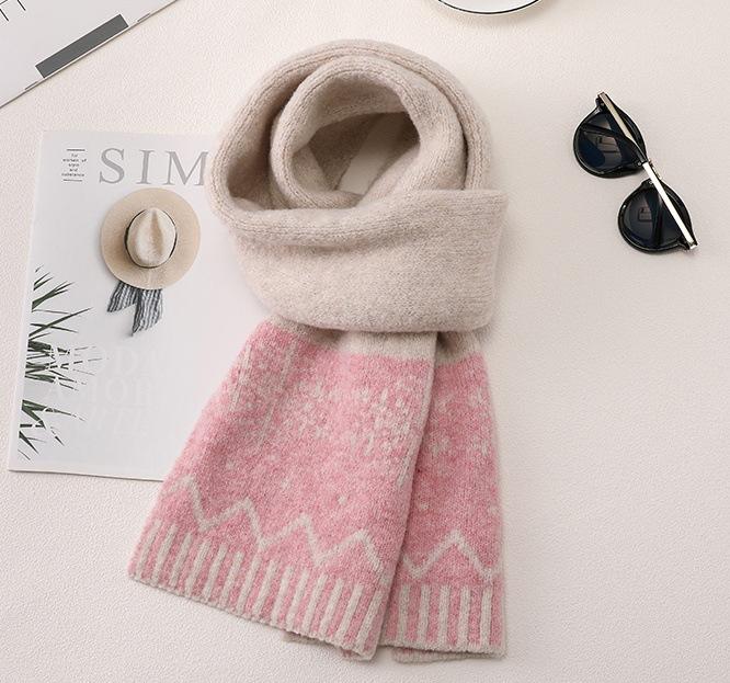 Double-sided thickened snowflake couple jacquard retro knitted scarf women's winter warm scarf men's quality