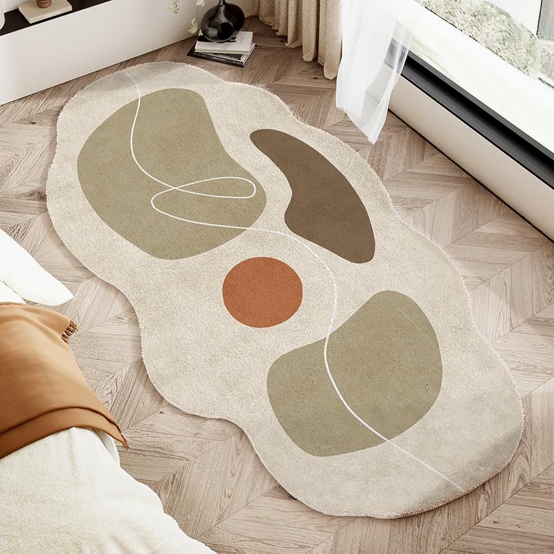 Cream Style Carpets for Living Room Irregular Shapes Bedroom Decor Carpet Thicken Plush Bedside Floor Mat Fluffy Soft Lounge Rug