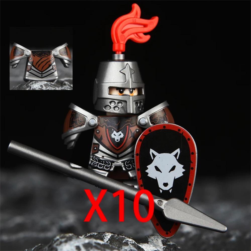 Figuras de Soldados de Castelo Militar Medieval Blocos de Construção Roma Cavaleiro Leão Arma Guerreiro Espada Infantaria Capacete Modelo Tijolos Brinquedos