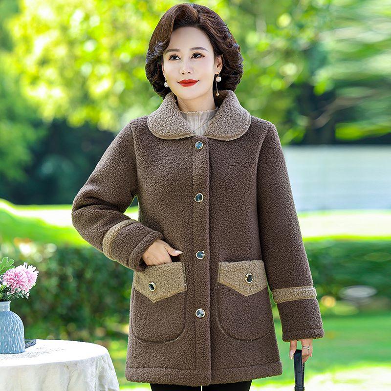 Women Corduroy Jackets Winter Solid Loose Outwaer Female Casual Middle-aged Thicken Warm Female Overcoats