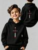 Boys' Hoodie, Kids' Hoodie with Paris Letter Prints on Both Front and Back, Versatile Casual Long-