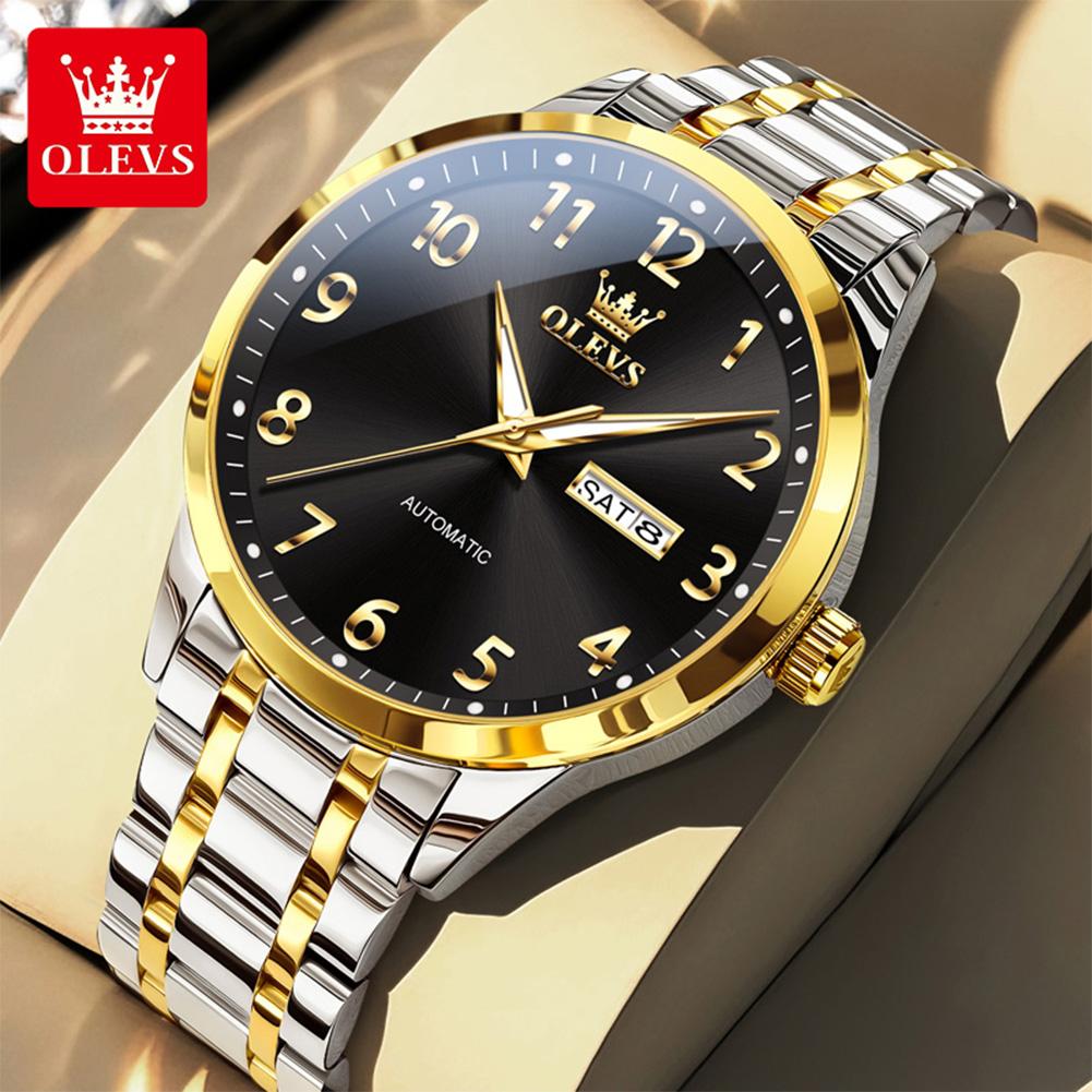 OLEVS 7078 Mens Watch Automatic Mechanical Watch Luxury Brand High Quality Original Stainless Steel Day Date Watches For Man New