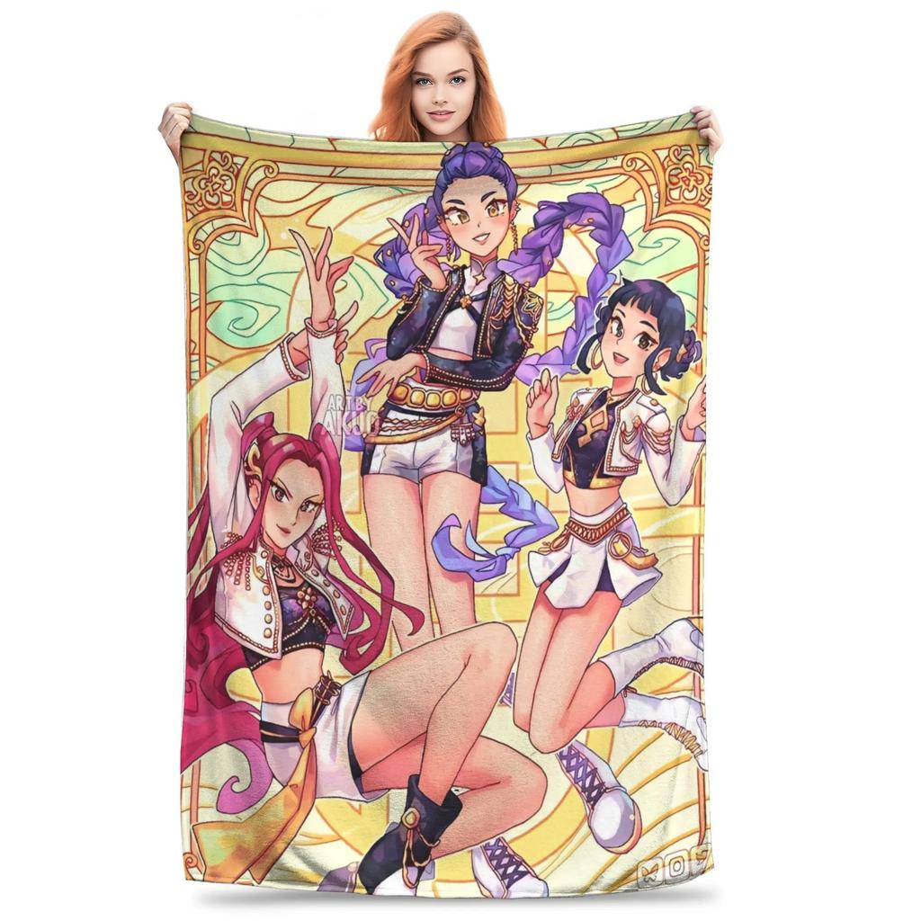 Huntrix KPop Demon Hunters Mira Zoey Rumi Super Soft Blanket Decorative Plush Bedding Throws Flannel Bedspread Sofa Bed Cover
