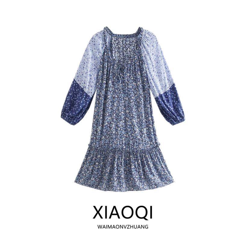 Fashion Style 2024 Summer New Arrival Women's Clothing Loose Easiest for Match Stylish Flowers Print Layered Patchwork Dress