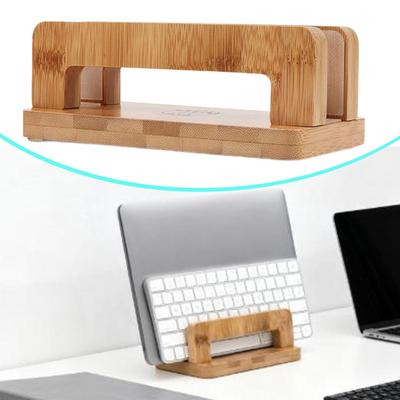 Vertikaler Laptopständer Handyhalter Anti-Rutsch Platzsparend Dock Desktop Holz Bambus