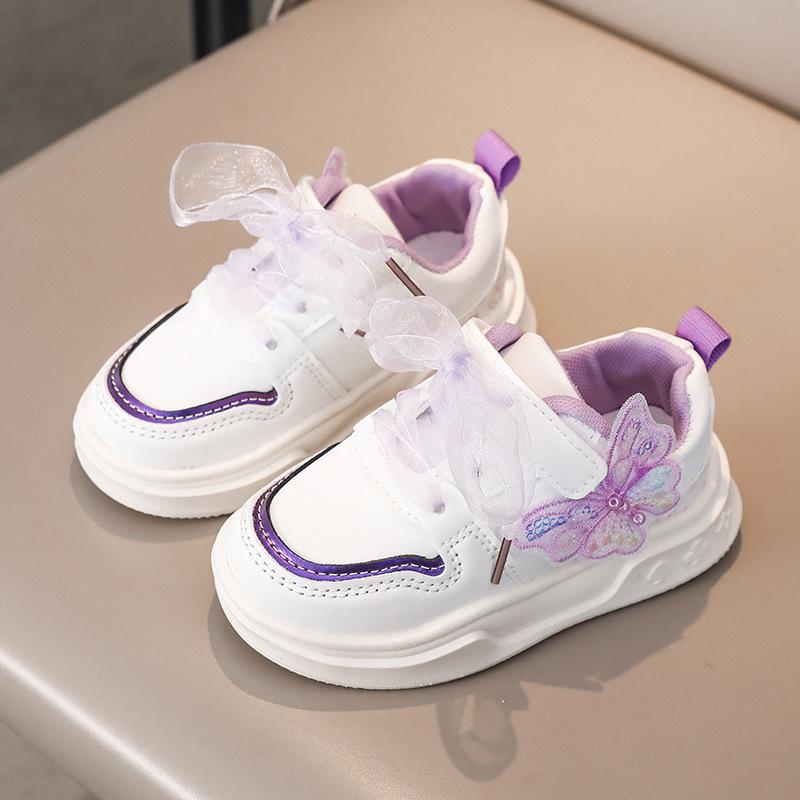 Spring Girls Leather White Sneakers Soft Sole Versatile Casual Shoes For Kids