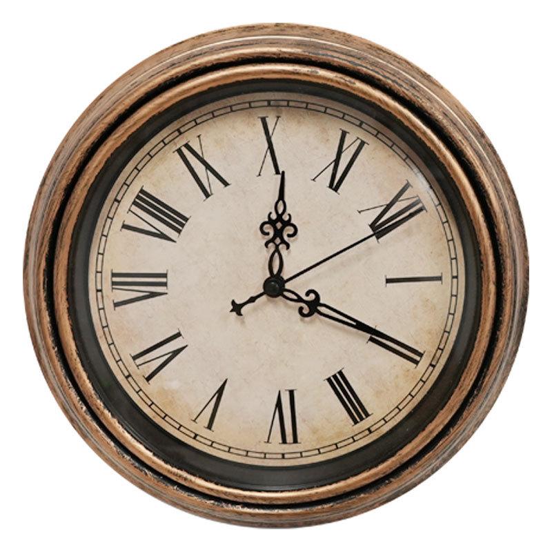 

European Retro Wall Clock Living Room Bedroom Home Silent Clock Decorative Quartz Clock Punch-free Wall Wall Clock 12 inch B type