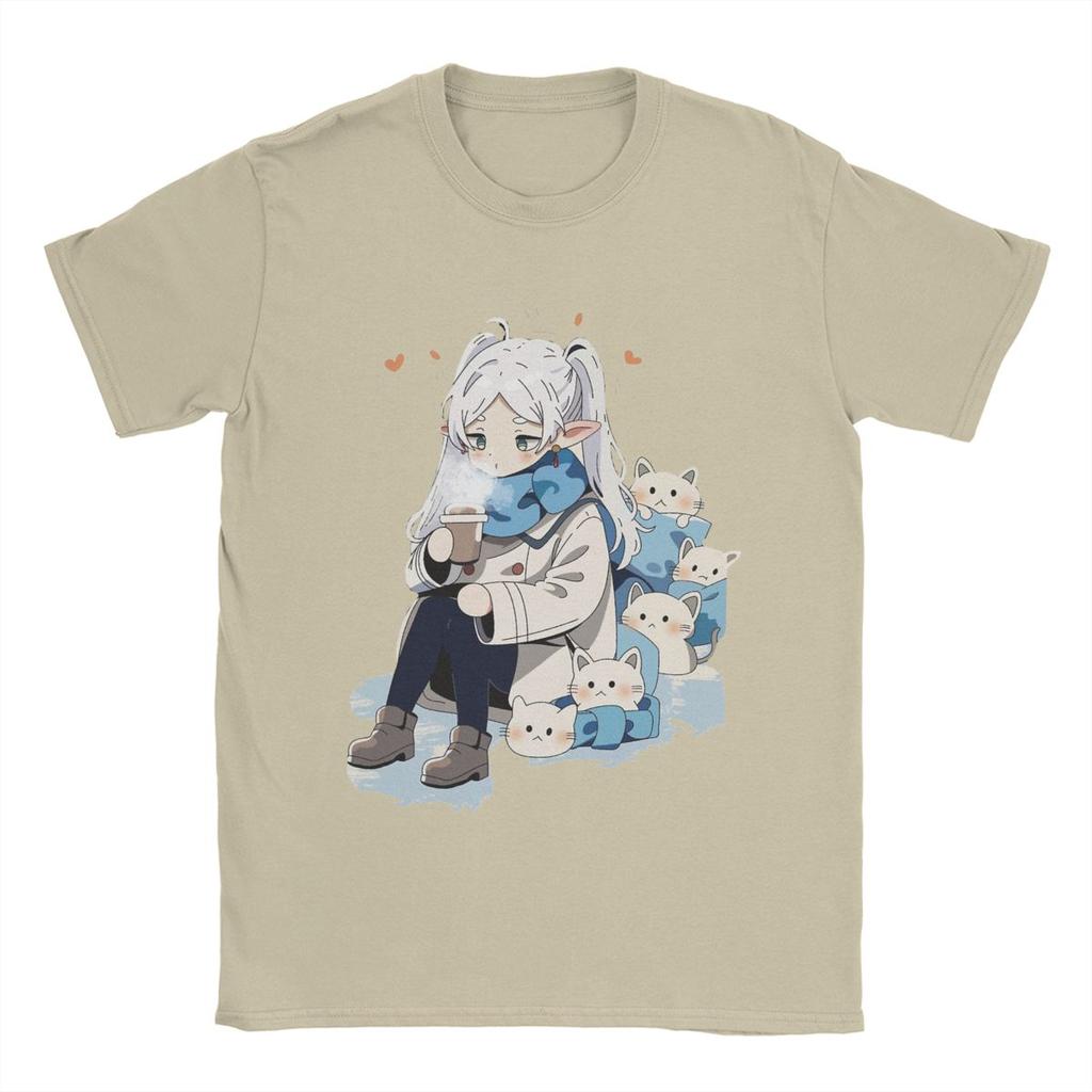 Frieren Beyond Journey's End Merch T-Shirts for Men Women Cute Frieren Humorous Cotton New Arrival Clothes