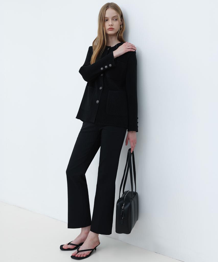 PLEATSMOOD Classic Pleated Tweed Pocket Jacket