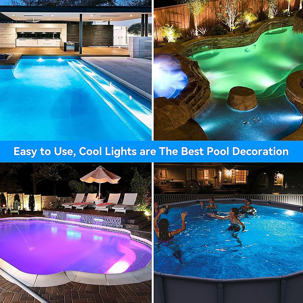LED Underwater Pool Lighting 20W RGB Dimmable Colour Changing Hangings Pool Headlight Smart Remote Control Waterproof Pool Light