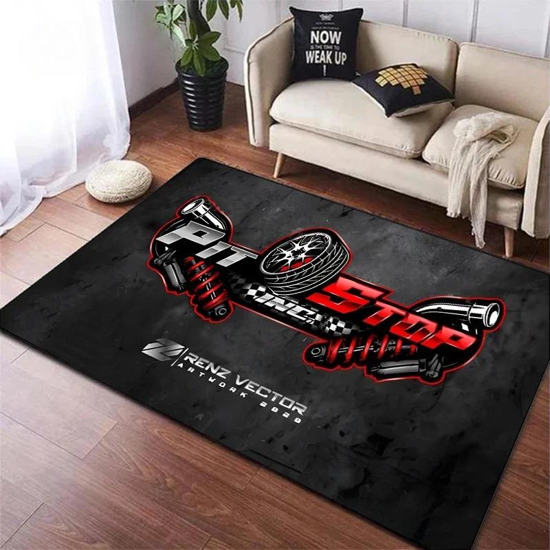 Tappeto Tappetino Motorsport - Logo Volante da Corsa Decorazione per la Casa Soggiorno Garage Tappetino Antiscivolo Decorazione Camera da Letto Tappeto
