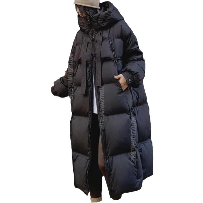 Korean Version of High-quality Thickened White Duck Down Big Quilt 2025 Winter New Down Jacket Women's Long Knee Jacket Tide