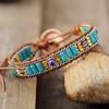 Bohemian Turquoise Bracelet, Handcrafted with Woven Leather Cord, a Cultural and Travel-themed Friendship Accessory.