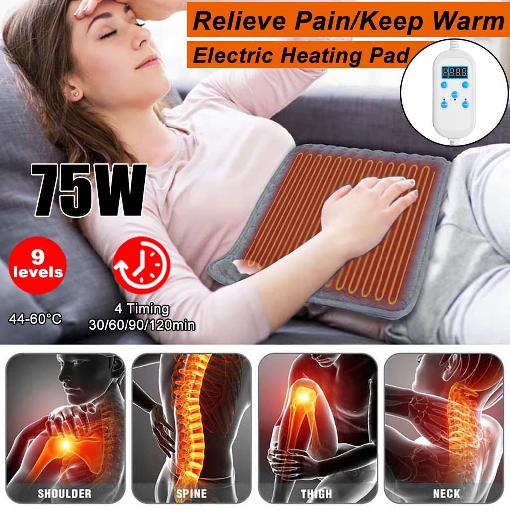 75W 9 Level Microplush Electric Therapy Heating Pad Electric Blanket for Abdomen Waist Back Pain Relief Winter Warmer 60x30cm