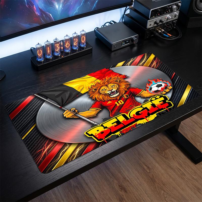 Belgium Football Crest Mouse Pad, Extended Non Slip Rubber Desk Mat for Gaming Office Laptop Fan Gift