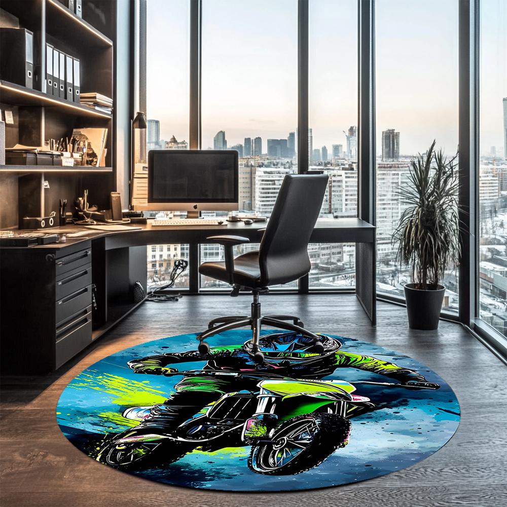 Off-road motoren Gedrukt Rond Vloerkleed Stoelkleed Gebiedskleed Entree Deurmatten, voor Kantoorstoel Woonkamer Slaapkamer Keuken.