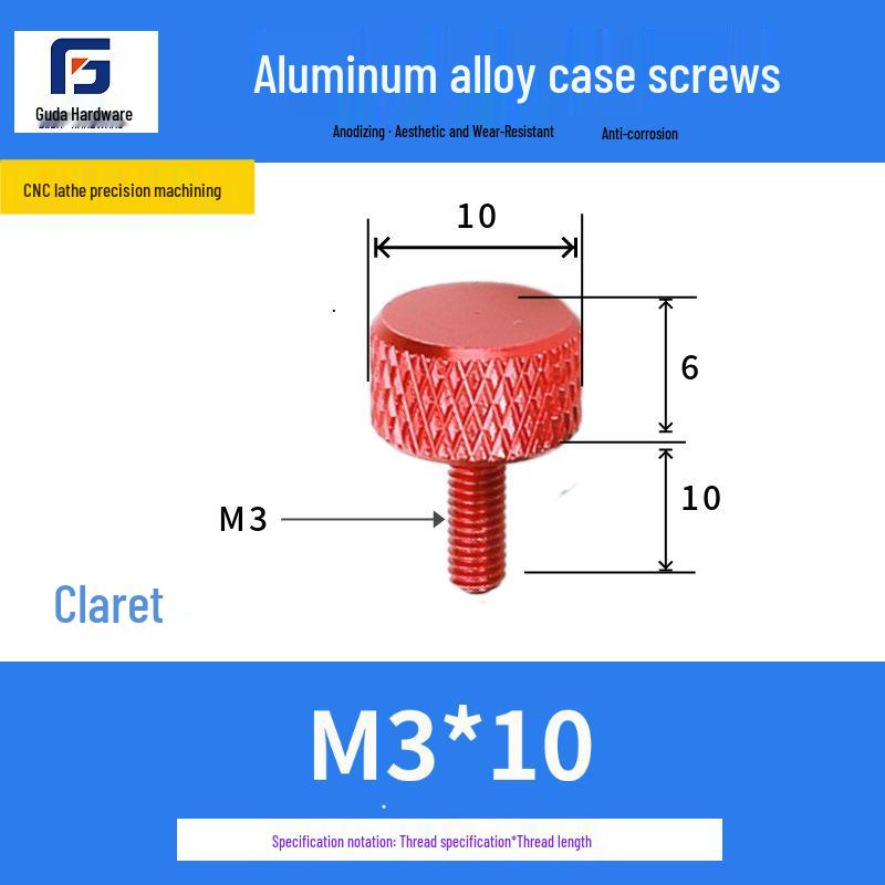 Knurled Aluminum Alloy Hand-Tightening Knob - M3M4M5M6M8 Sizes.