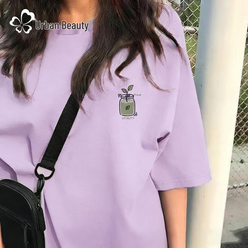 Dushi Liren Women's Pure Cotton Loose Fit Short Sleeve T-Shirt