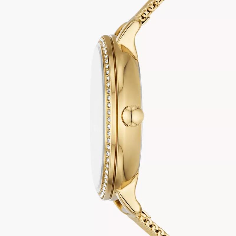 Fossil Relógio de Quartzo Feminino Neutra Dourado Aço Inoxidável Mostrador Vermelho ES5316