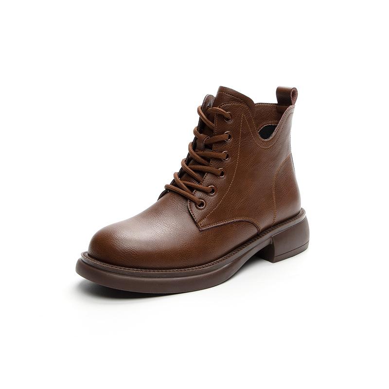Plus-size Boots Women's Soft-soled Ankle Boots Flat Single Boots Rubber-soled Retro Low-top Shoes