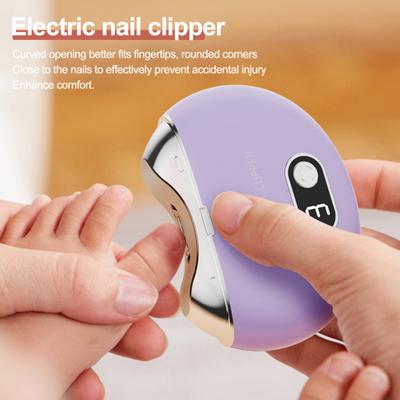 Automatic Electric Nail Clipper with LCD Digital Display 3-Speed Adjustable Fingernail Trimmer with LED Light Rechargeable Electric Nail Cutter