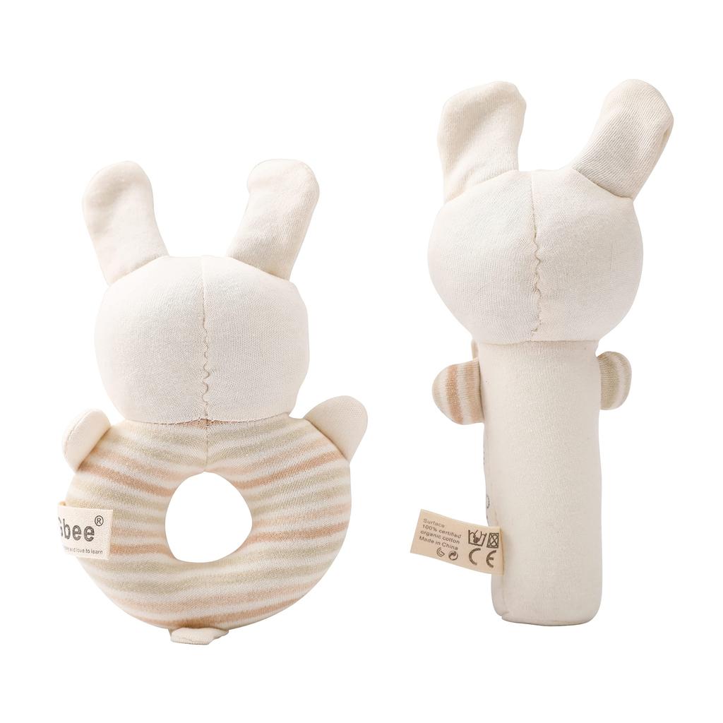 Promise Babe Ring-Ring Stick Rattle Toy, Baby Cloth Toy, Rattle, Organic Cotton, Baby Gift, Educational Toy, Newborn, Child, Baby Gift