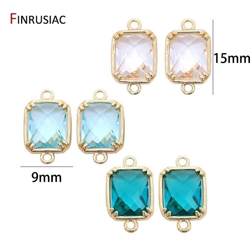 DIY Jewelry Accessories New Korean Style Zircon Connector 14K Gold Plated Beautiful Colors Component For Jewelry Making Supplies