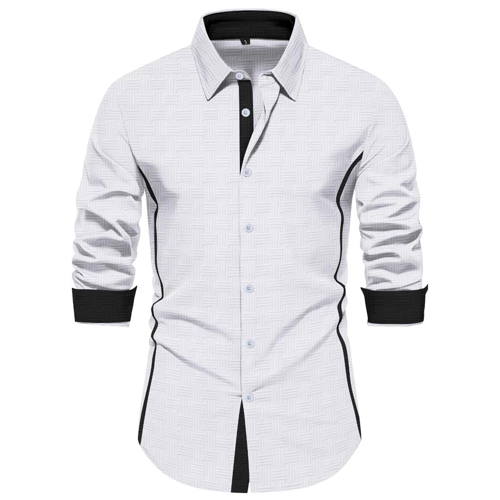 Cămașă Casual Business cu Imprimeuri Retro cu Mânecă Lungă pentru Bărbați Cămașă cu Guler Revers cu Nasturi pentru Bărbați