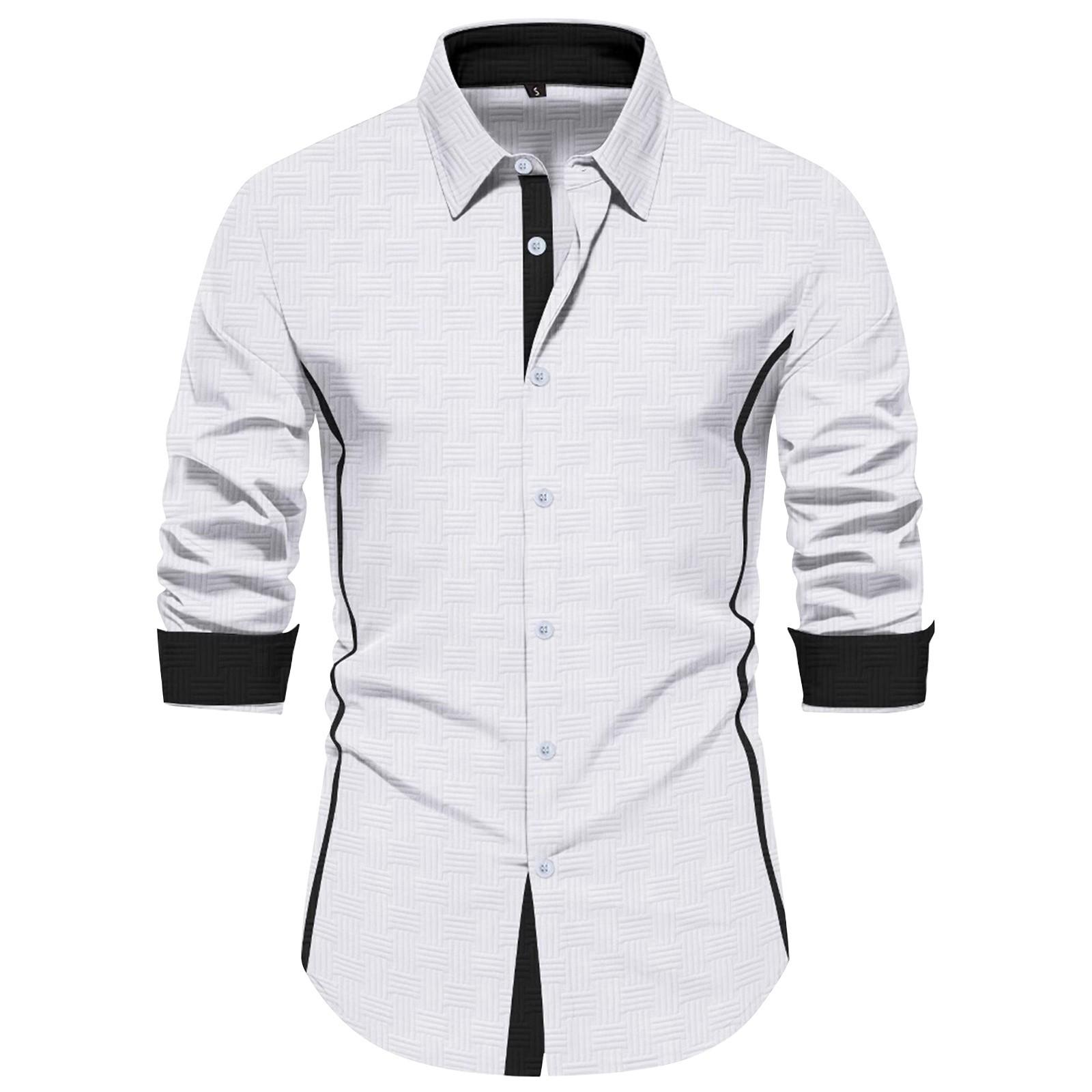 

Мужская повседневная деловая рубашка с длинным рукавом и ретро-принтами, мужская рубашка с воротником-лацкан на пуговицах M белый