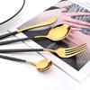 6Pcs High Quality Dinnerware Set Stainless Steel Flatware Set Mirror Kitchen Tableware Gold Dinner Spoon Chopsticks Cutlery Set