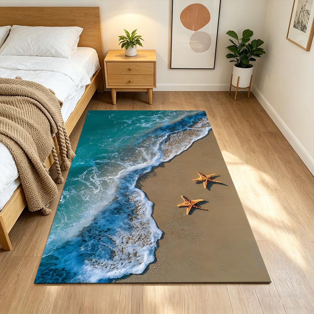 Ocean Waves Meeting Sand Non-Slip Home Carpet Design for Office Decor Living Room Gift