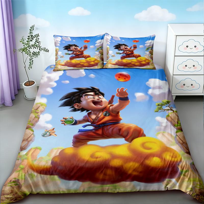 Kids Goku Duvet Cover Dragon Ball Bedding Set Soft And Comfortable For Bedroom Home Decor Queen King Size Boys Gifts