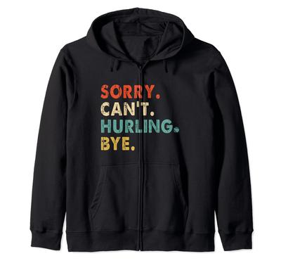 Retro Vintage Stick and Ball Outdoor Sports Game Hurling Zip Hoodie