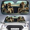 Skeleton Man Is Driving Sun Visor Foldable Aluminum Foil Car Windshield Sun Shade - UV Protection & Heat Insulation Visor