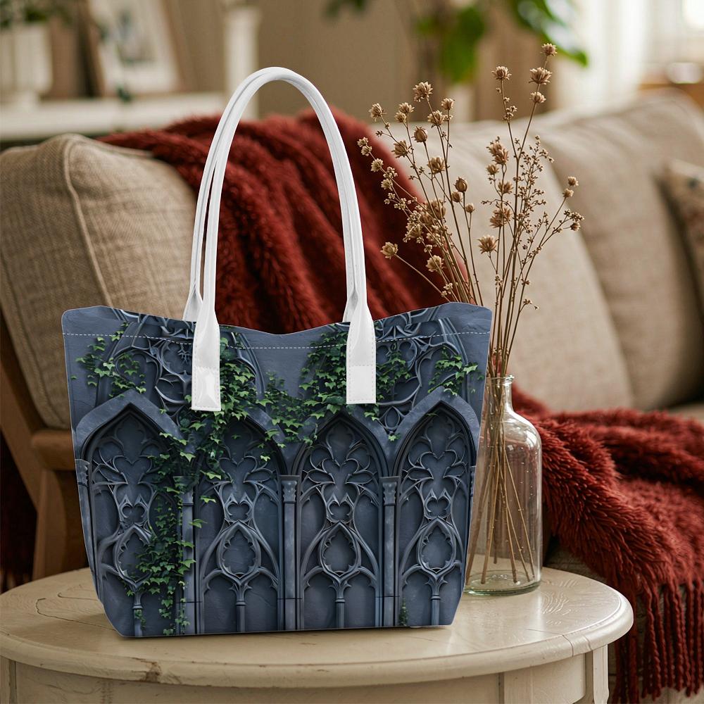 Gothic Arches Ivy Pattern Casual Tote Bag for Daily Commute Travel Shopping