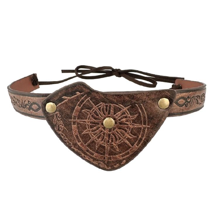 Medieval Leather Eye Patches Vintage Embossed Eye Covers Halloween Medieval Eyewear Accessory for Men LARP Role Playing