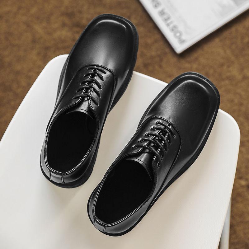 

Мужские модные повседневные туфли из коровьей кожи с квадратным носком и шнуровкой, деловые кожаные туфли, британские дышащие, размер 39-44 39