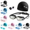 with Nose Clip, and Ear Plugs Silicone Swim Cap Anti-fog Electroplated Flat Glasses  Water Sports