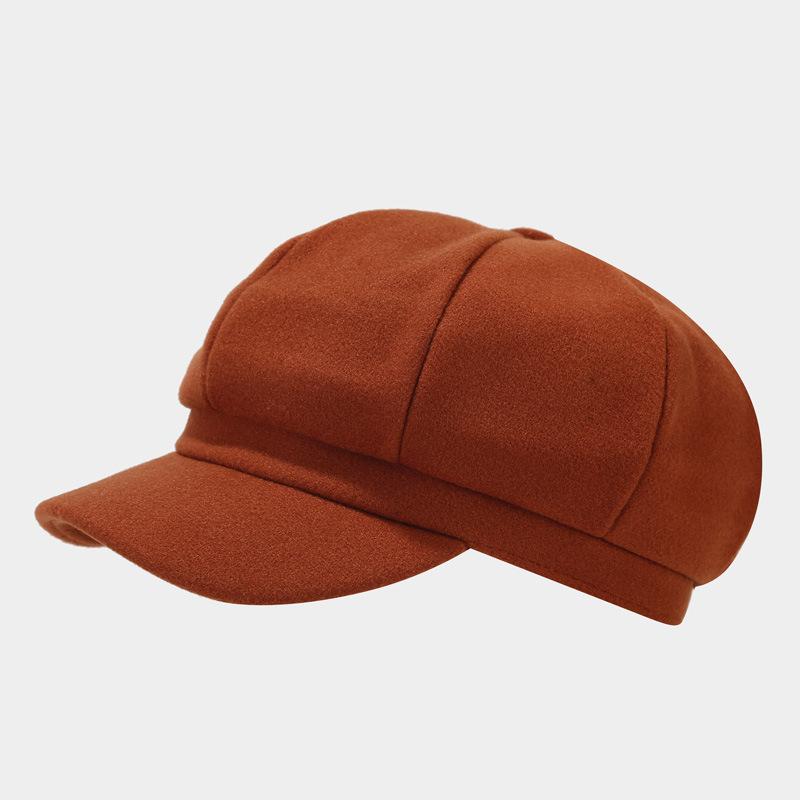 Women's Autumn & Winter British-Style Versatile Wool Beret Visor Hat - Face-Slimming Warm Octagonal Hat, Large Head Newsboy Cap
