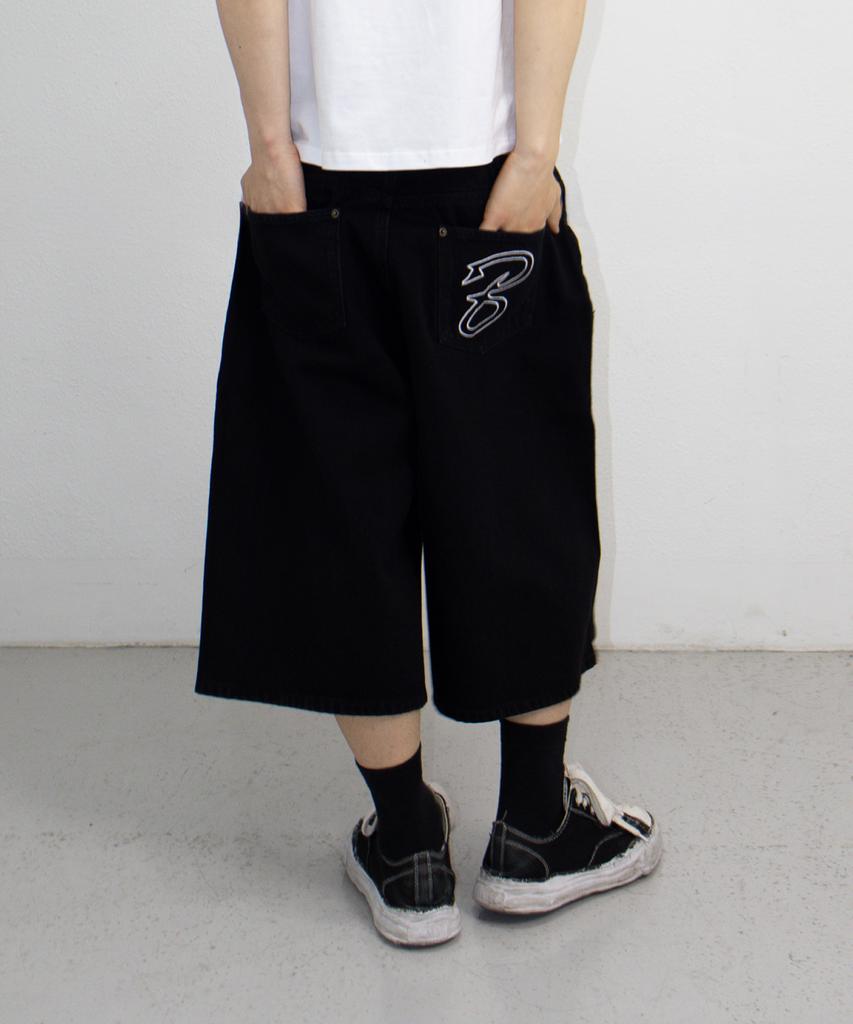 Bonegseu B Demim Bermuda Pants (Black)