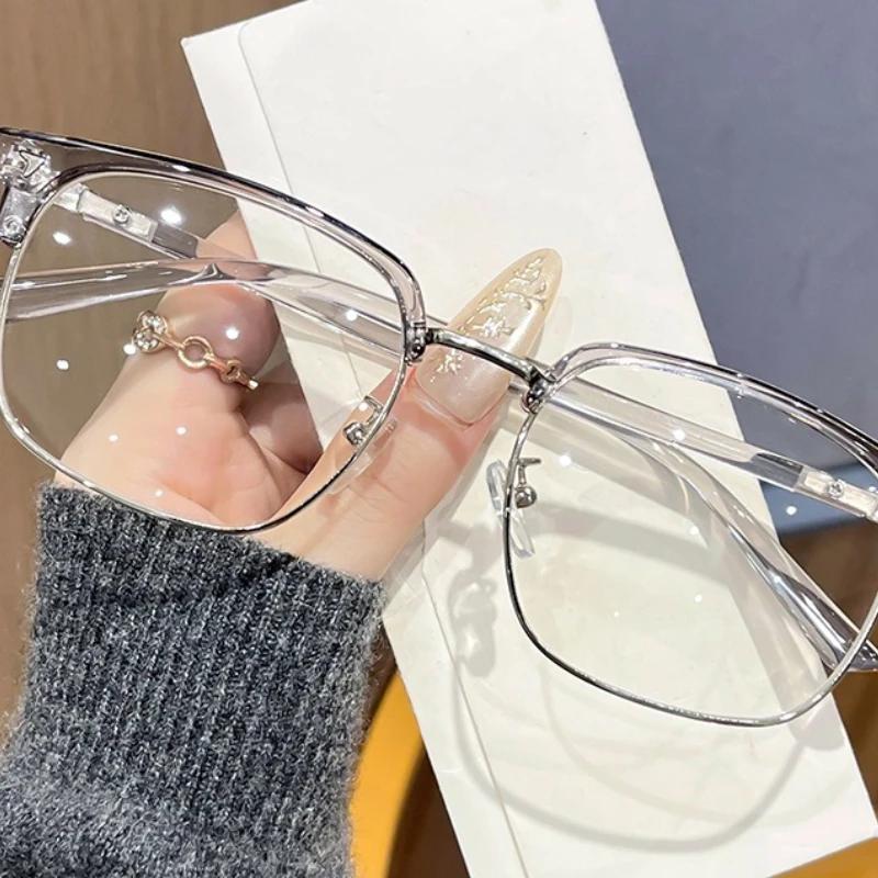 New Fashionable Box Handsome Eyebrow Glasses Plain Half Frame Slimming Glasses Anti Blue Light Glasses